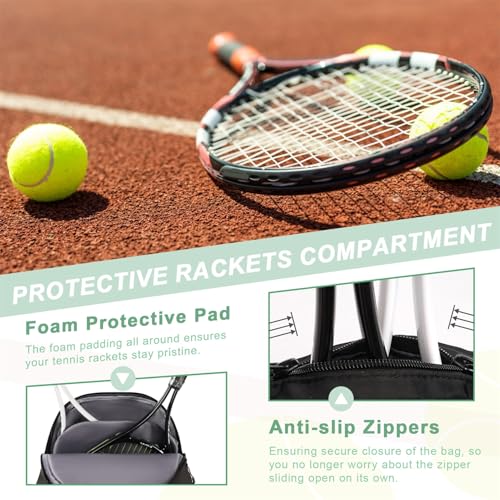 Arcoyard Tennis Bag Holds 2 Rackets, Professional Tennis Bags for Women, Tennis Backpack with Ventilated Shoe Compartment - color: Black