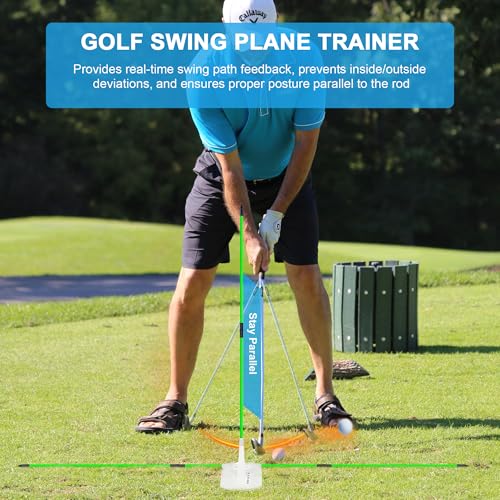 Golf Swing Plane Trainer - Alignment Stick Holder Set, Professional Golf Training Aids for Swing Path, Posture & Aiming, Golf Practice Accessories - color: Green