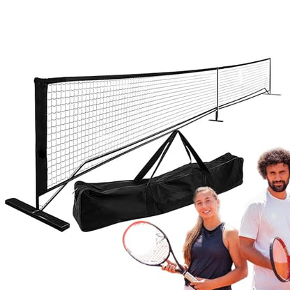 Tennis Net, Soccer Barrier, Practice Net, Compact Detachable Mesh, Portable 9.5kg Structure with Carry Bag 22ft Setup for Driveway Training, Family Backyard Indoor Matches - color: Black