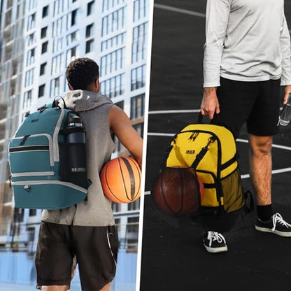 MIER Basketball Backpack Bags Sports Gym Backpacks with Shoe Compartment and Ball Holder for Adult Men Large Soccer Bag - color: Green