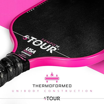 Franklin Sports Pro Pickleball Paddle Set - FS Tour Series Carbon Fiber Paddle, Cover + Eraser - 14mm + 16mm - color: Pink, size: Tempo - 14mm