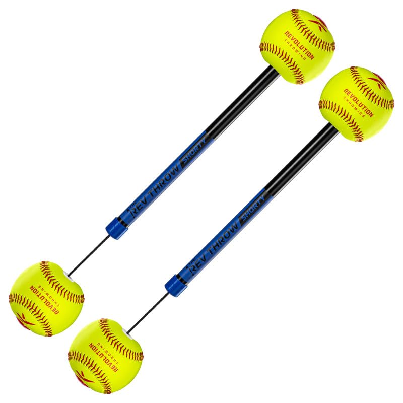 The Rev Pro Softball Arm Path Trainer (9in Ball) - Throwing & Pitching Trainer for Softball, Baseball, Waterpolo and Shoulder Warm-ups - size: Pack of 2, style: Rev Shorty Softball