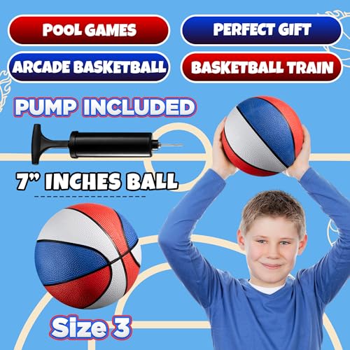 Bedwina Mini Rubber Basketball Balls for Kids - (Pack of 12) 7 Inch, Size 3 - Pool Basketball Hoop Set, Outdoor & Indoor Small Hoops Carnivals, Game Prizes - style: 12-pcs