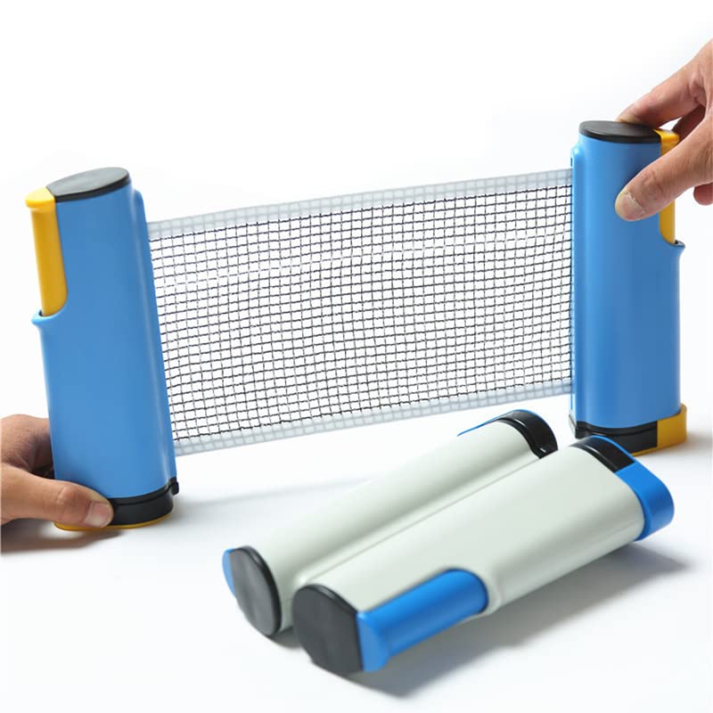 Retractable Table Tennis Net Rack Fashionable Safe Wavy ed ge Portable Pong Balls Net Rack(Blue), Comesee Retractable Pong Net for Any Table, Pong net Table Tennis for Any Topper Pool tab