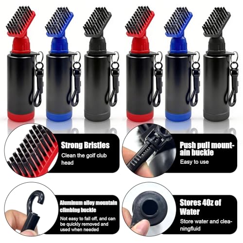 18 Pack Golf Club Brush Groove Cleaner with Water Cleaning Brush Tool with Retainer Clip and Squeeze Water Bottle Holds 4 Oz Water Groove Cleaner Golf Gift/Accessories for Men