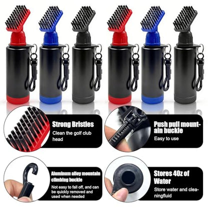 18 Pack Golf Club Brush Groove Cleaner with Water Cleaning Brush Tool with Retainer Clip and Squeeze Water Bottle Holds 4 Oz Water Groove Cleaner Golf Gift/Accessories for Men