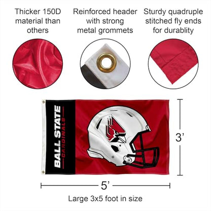 Ball State Cardinals Football Helmet Flag
