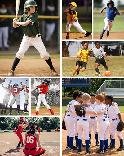 QBK Toddler Baseball Socks And Belt Youth Softball Tee Ball Combo Set for Boy Girl (2 Pairs of Socks & 1 Belt) - color: Red, size: 2-4T