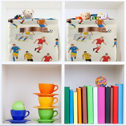KLL Football Sport Soccer storage baskets, Foldable and waterproof organizers and storage basket with sturdy handle tubs Decoraciones 2 pack for shelves shelves blanket