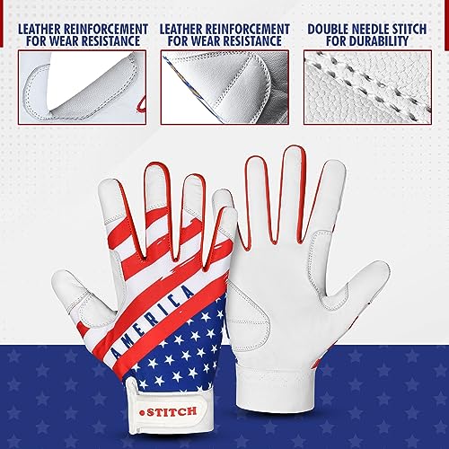 American Flag Batting Gloves Softball Gloves Men USA Flag Baseball Batting Glove for Men Youth Adult & Unisex