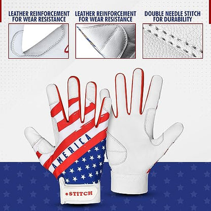 American Flag Batting Gloves Softball Gloves Men USA Flag Baseball Batting Glove for Men Youth Adult & Unisex
