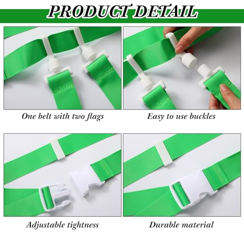 Peryiter 2/12/24/36 Player Flag Football Belt, Adjustable Football Belts and Flags for Kids Youth Adult Sport Team Training - color: Yellow, Green