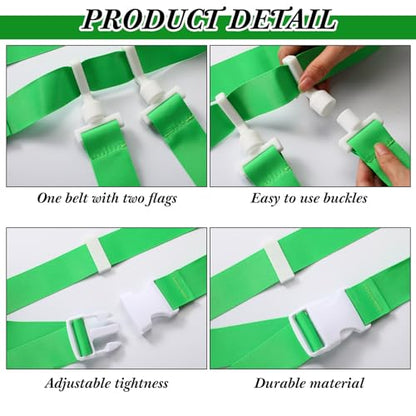 Peryiter 2/12/24/36 Player Flag Football Belt, Adjustable Football Belts and Flags for Kids Youth Adult Sport Team Training - color: Yellow, Green