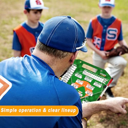 Magnetic Baseball Lineup Board，Baseballs Lineup Cards Baseball Lineup Board for Dugout Baseballs Clipboard for Coaches Softball Coach Must Haves Marker Boards Baseball Coaching Accessories（Green）