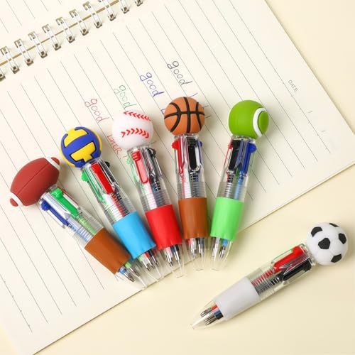 Oneshow 28 Pack-Sports Party Favors Mini Pens, Cool 4-in-1 Soccer Basketball Baseball Bulk Ballpoint Pen Set, Sports Goodie Bag Stuffers, Classroom Rewards Birthday Gifts (Sports-28PCS)