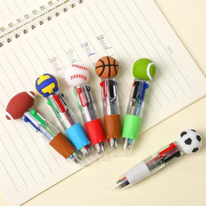 Oneshow 28 Pack-Sports Party Favors Mini Pens, Cool 4-in-1 Soccer Basketball Baseball Bulk Ballpoint Pen Set, Sports Goodie Bag Stuffers, Classroom Rewards Birthday Gifts (Sports-28PCS)