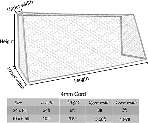 Aoneky Polyester Soccer Goal Net - 4 mm Cord - Replacement Full Size Football Post Net- Heavy Duty Soccer Netting - NOT Include Posts - size: 12 x 6 Ft