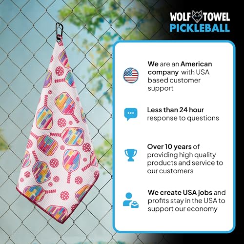 Wolf Golf Towels Pickleball Towel | Pickleball Gifts | Paddle and Balls | Sport Towel | Retirement Gift - color: Floating Paddles and Balls