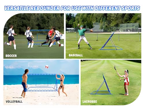 Soccer Baseball Rebounder Net, Soccer Goal Net, Volleyball Softball Rebound Pitchback Net Quick-Switch Angle Training for Control, Passing Practice, Bounce Back Rebounder Goals Gifts Trainer Equipment - size: 7FTx4FT