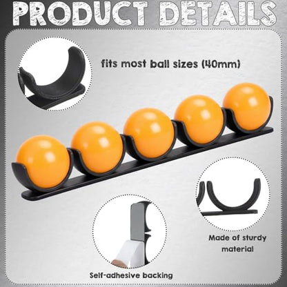 Outus 2 Pack Table Tennis Ball Holder Under Table for Training Self-Adhesive Storage Rack for 40mm+ Balls Organizer for Training, Game Rooms, Recreation