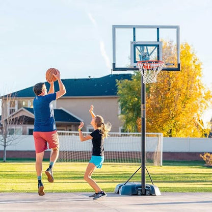 Lifetime Portable Basketball Hoop, 50 Inch Shatterproof Fusion Backboard, Adjustable Height 8-10 Ft, Broomstick Adjust, Base with Wheels, Slam-It Rim