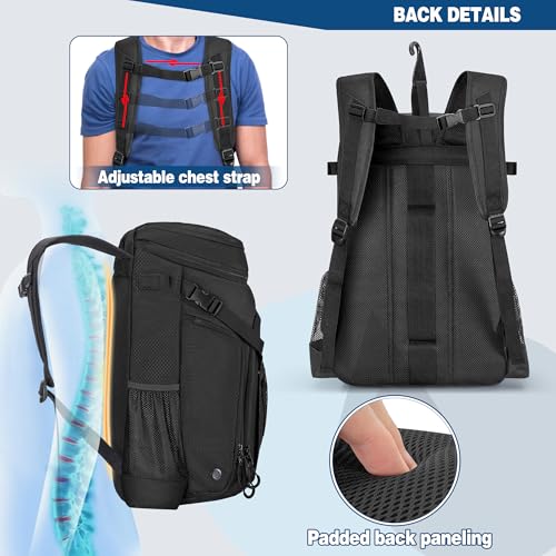 Smasrob Baseball Bag for Adult and Youth, Baseball Backpack Softball Bag with Helmet Holder, Shoe Compartment and Fence Hook - color: Black