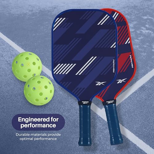 Reebok - Pickleball Set for 2 Players, Includes 2 Paddles with Cushion Grip and 2 Light-Up Balls, Perfect for Night Play, Durable, Engineered for Sports Enthusiasts