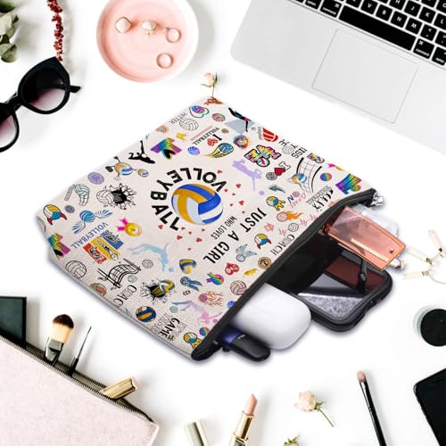 Volleyball Gifts Makeup Cosmetic Bag for Women, Volleyball Stuff Accessories for Volleyball Players Teams, Volleyball Travel Bag Pouch Purse for Men Women