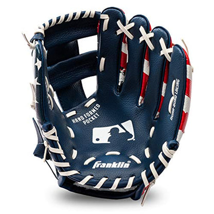 Franklin Sports Kids Baseball Gloves - RTP Youth Teeball Glove + Ball Set - Boys + Girls Teeball Mitt - 9.5" - color: Red/White/Blue