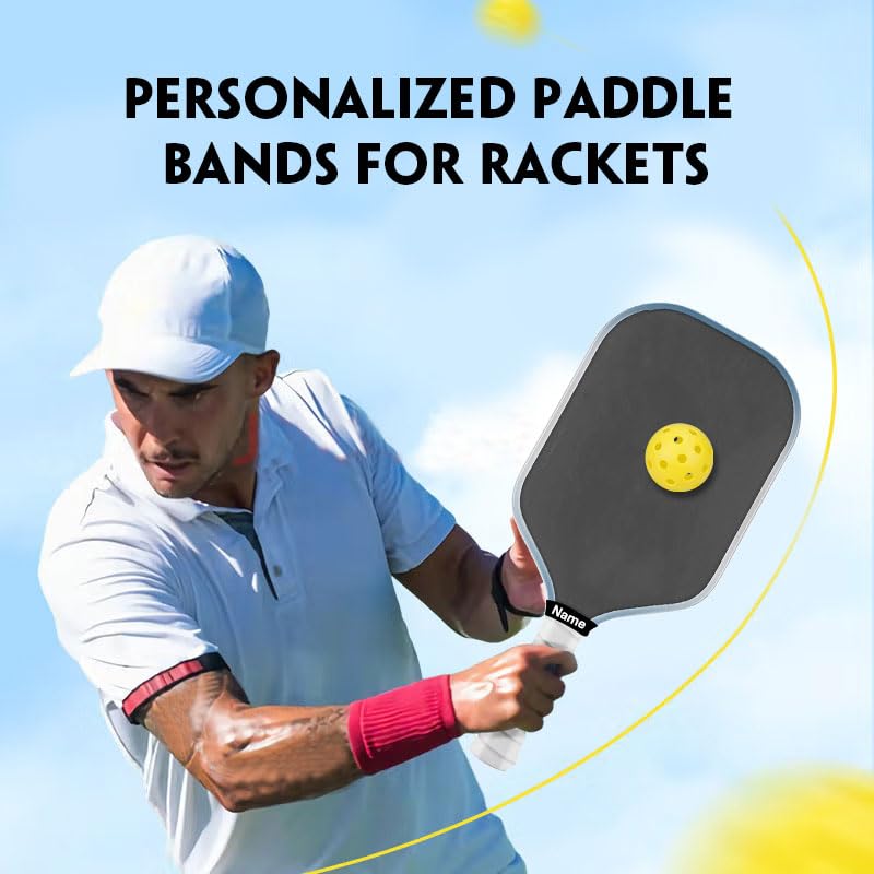 Custom Pickleball Paddle Name Bands - Silicone Personalized Ring Grip Bands for Tennis, Table Tennis, and Badminton - Paddles for Outdoor Games & Activities