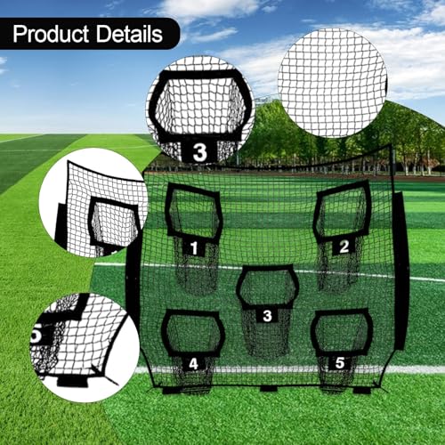 Football Throwing Net Baseball Practice Net Portable Sturdy Stable Sports Equipment with 5 Target for Football Playground