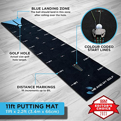 ME AND MY GOLF Breaking Ball Putting Mat - Simulate Breaking Putts at Home - size: 11'2" x 2'2" (L x W)