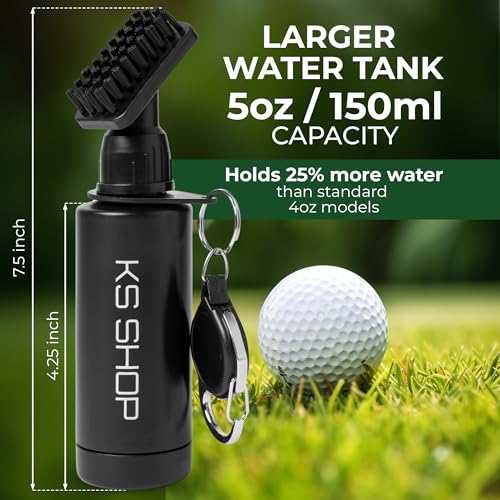 Golf Club Brush Cleaner - Water Bottle 7.5 Inches Holds 4 Ounces of Water - 45cm Retractable Clip - Club Cleaner - Essentials Golf Accessories for Men and Women