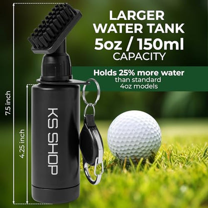 Golf Club Brush Cleaner - Water Bottle 7.5 Inches Holds 4 Ounces of Water - 45cm Retractable Clip - Club Cleaner - Essentials Golf Accessories for Men and Women