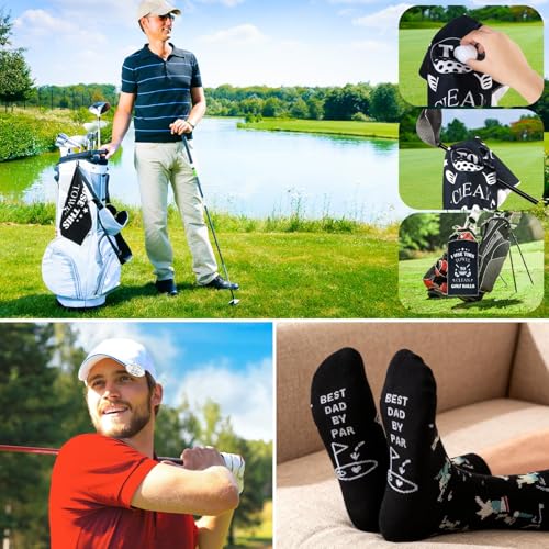 SAIWEILAI ONLINE 12 Pieces Golf Gifts for Dad Dads Christmas Gifts Funny Golf Father Gift for Dad Men Including Tumbler Mug Socks Towel Bag Ball Tee Holder Hat and Clip - style: Men