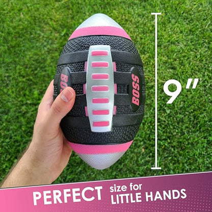 BOSS Foam Football - Toddler Junior Football for Kids - Each Quality Kids Football is 9” – Soft, Small Football Youth - color: Pink