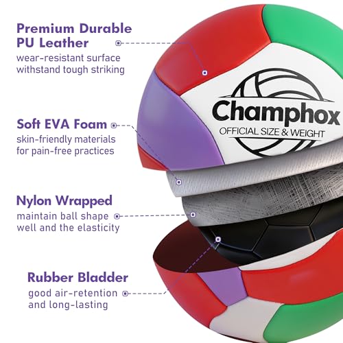 Soft Volleyball Ball Size 5 for Teen Youth Girls Kids Beginners Team Skills Practicing Training Indoor Outdoor Water Play Beach Pool Volley Ball with Pump & Mesh Bag 2026