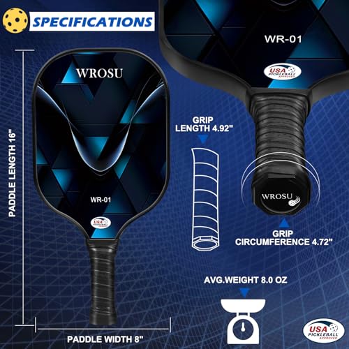 Carbon Fiber Pickleball Paddles Set of 4 or 2 Rackets,USAPA Approved Pickleballs Equipment with Balls,Bag,Accessories,Carbon Fiber T300 Lightweight Pickleball Racquet Set for Men,Women,Kids,Adults - color: 4-Pack-Electric Blue & Jet Black