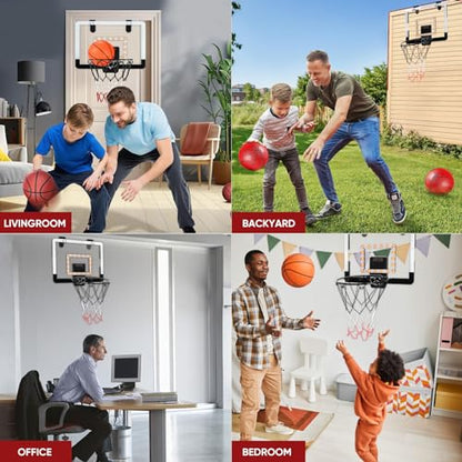 Indoor Mini Basketball Hoop Set for Kids for Door Wall Room with 3 Balls Electronic Scoreboard