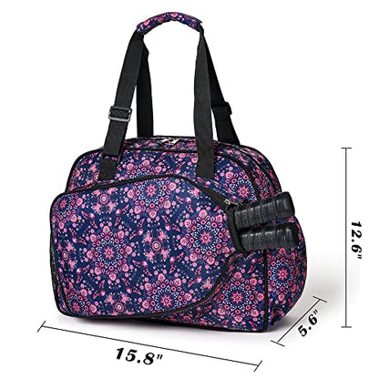 Boulder Bee Pickleball Bags, Premium Pickleball Tote Bag for Girls, Women’s Hand/Shoulder Gym Bag w Water Bottle Holder, with Pickleball Racquet/Paddle Holder - color: Baroque