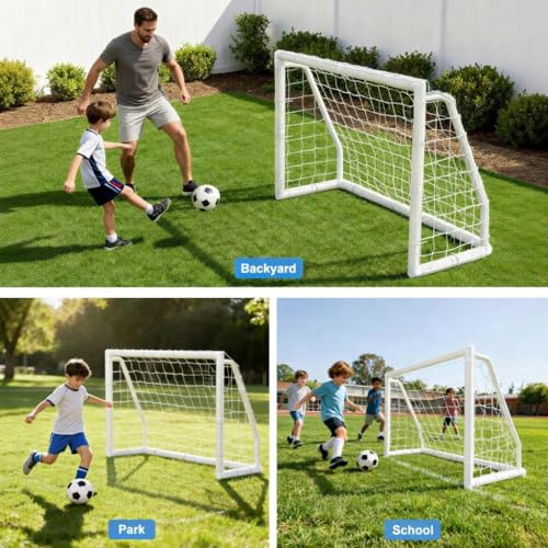 MOPHOTO Soccer Goal, 6X4/8x6/10x6.5/12x6/16x7/18.5x6.5/21x7/24x8ft Soccer Goals for Backyard, Full Size Soccer Goal for Teens & Adults Training - size: 6x4FT, style: PVC-Foldable