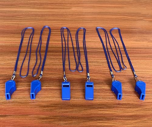 20 Pcs Plastic Loud Whistles with Lanyard for Referee Coaches Basketball Football Sports Training Game Event Lifeguard Survival Emergency Fun School Kids Tool Set Suppliers - color: Blue