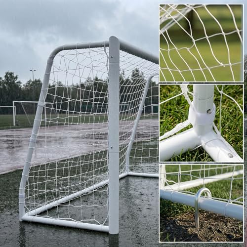 Steel Competition Soccer Goal, 6x4 ft Portable Backyard Soccer Goal with Net & Ground Stakes, Outdoor Practice Goal for Adults & Youth