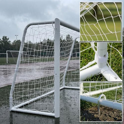 Steel Competition Soccer Goal, 6x4 ft Portable Backyard Soccer Goal with Net & Ground Stakes, Outdoor Practice Goal for Adults & Youth