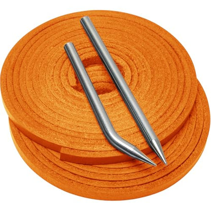 Baseball Glove Lace, Mitt Lace Repair Kit Softball 2 Leather Laces and 2 Lacing Needles for Catcher's Glove - color: Orange