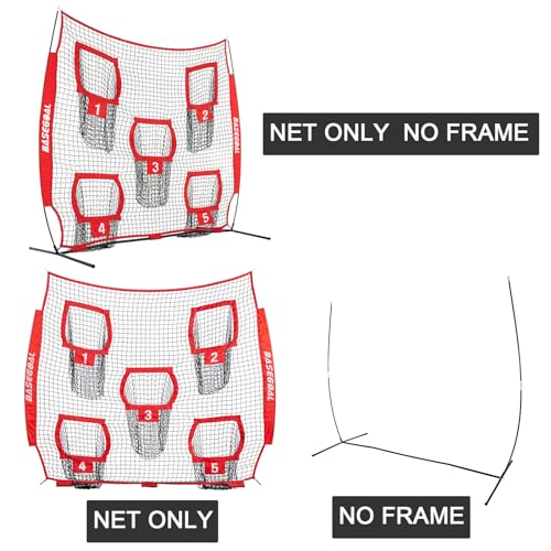 BaseGoal Football Replacement Net(NET ONLY),Heavy Duty Knotless for Football Throwing Training, Improve QB Throwing Accuracy - color: Red, style: 7Ft x7Ft