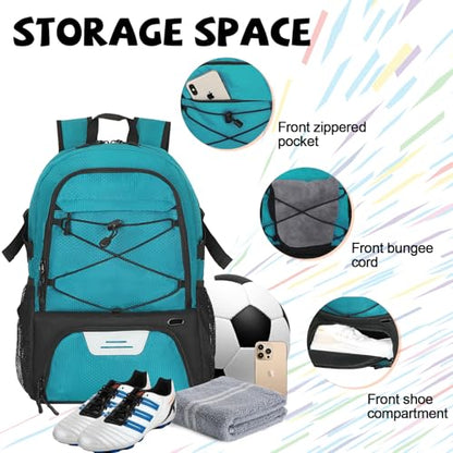 Goloni Basketball Backpack Bag,35L Basketball Bag with with Separate Ball & Shoe Compartments,Large Sports Bag for Basketball - color: Lake Blue