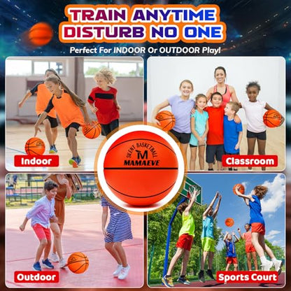 Silent Basketball Size 5 and Size 3, New Upgraded Grooved Airless Indoor Basketball, Non-derforming Package, Real Feel & Bounce Like Official Ball, Quiet Dribbling Indoor Training - size: Size3