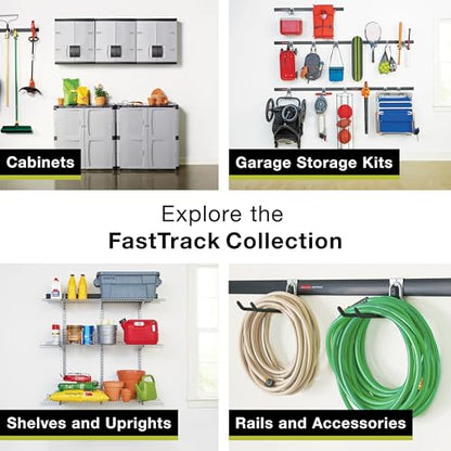 Rubbermaid 20-Piece FastTrack Garage Wall-Mounted Storage Kit 5 Rails and 15 Hooks for Home/House/Tool/Sports/Utility Purposes - size: 5 Rails, 15 Hooks
