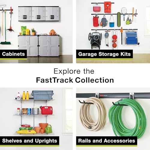 Rubbermaid FastTrack Garage Storage Bike Storage Kit, 3 Piece, All in One Rail Hook Kit Organizer, Heavy Duty Organization for Home/Garage/Wall/Shed - size: 1 Rail, 2 Hooks